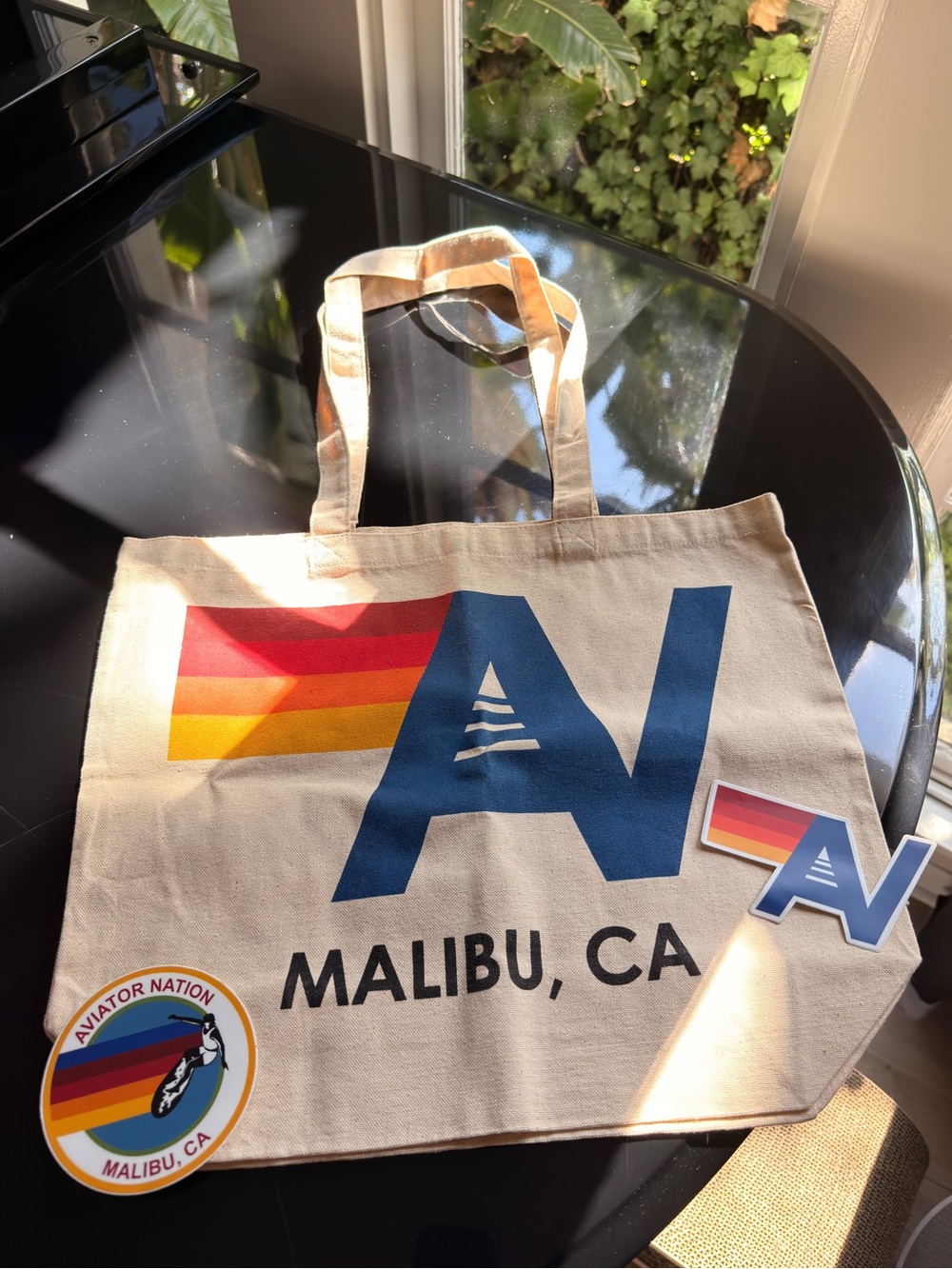 Aviator Nation Malibu Canvas Tote Bag and Stickers